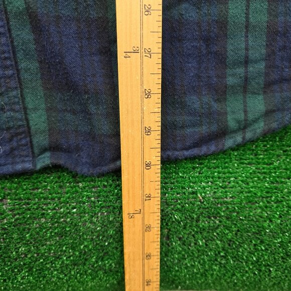 LL Bean Shirt Mens Large/XL Blue Green Plaid Button Down Long Sleeve Traditional - Picture 6 of 8